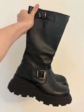 Black Leather Steve Madden Boots